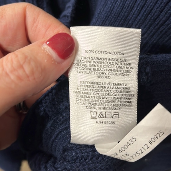 Express Navy Blue Cable Knit Cotton Long Sleeve Sweater Size Medium - Picture 10 of 11